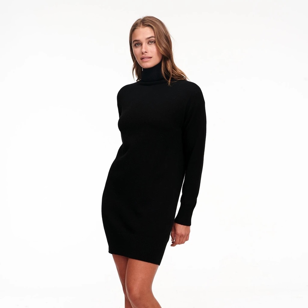 Naadam black turtleneck dress 100% cashmere